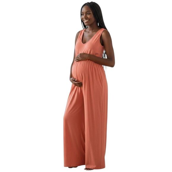 MOTHERHOOD MATERNITY CORAL JUMPSUIT SZ.L EUC. - Picture 1 of 9